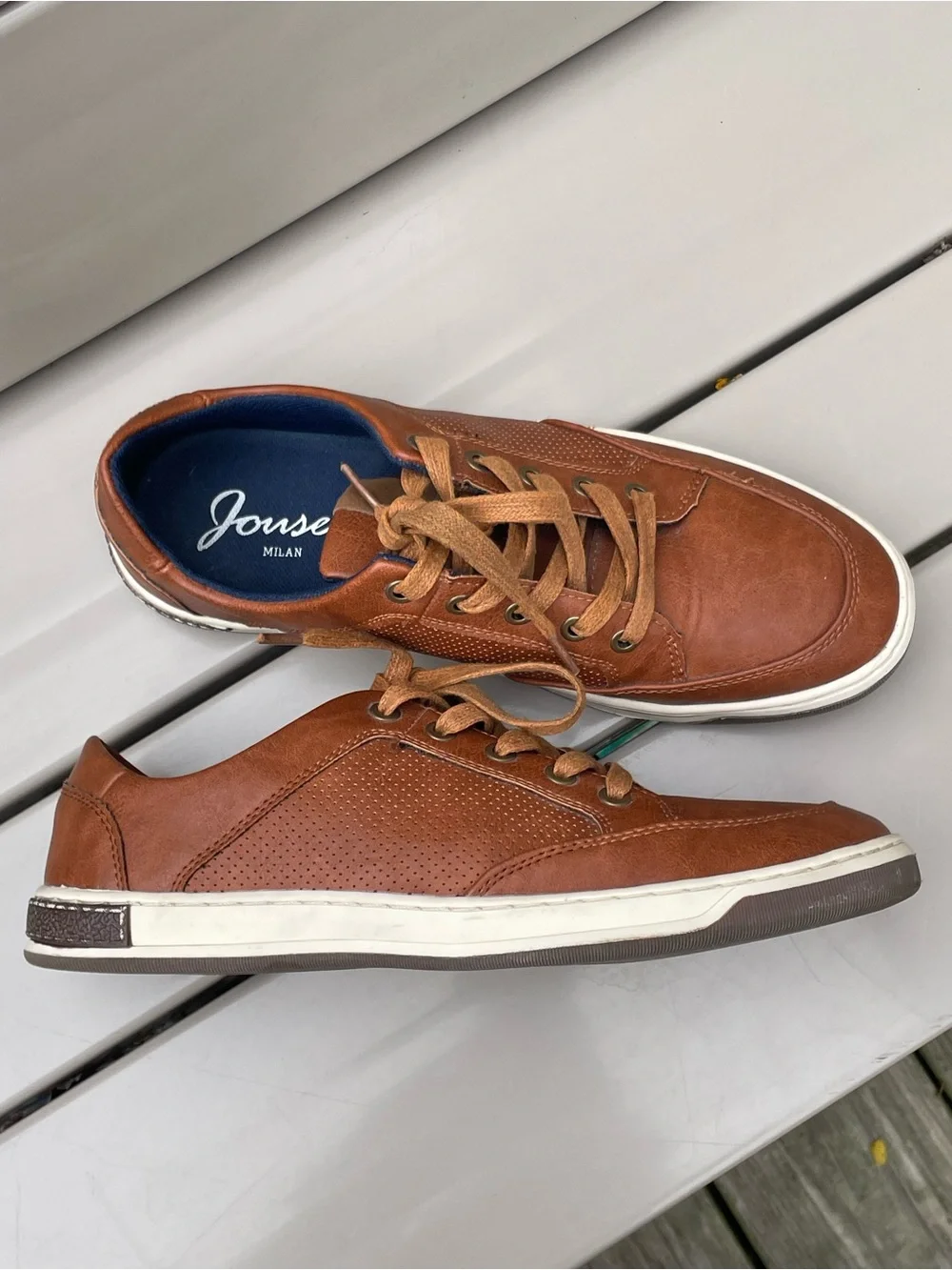 Jousen Milan Men’s Tan/Brown Casual Lace-Up Sneakers Size 8
